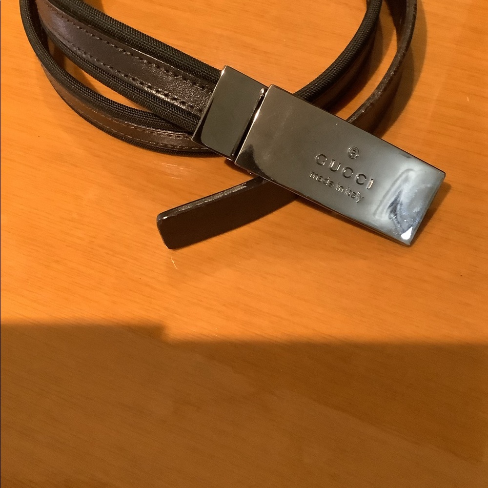 GUCCI VINTAGE BROWN BELT WITH SILVER COLORED HARDWARE